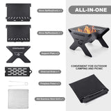Odoland Camping Campfire Grill, Portable Folding Charcoal Grills, Backpacking BBQ Grill, Heavy Duty Firepit Grill with Carry Bag for Outdoor Cooking, Bonfire, Patio, Backyard Odoland