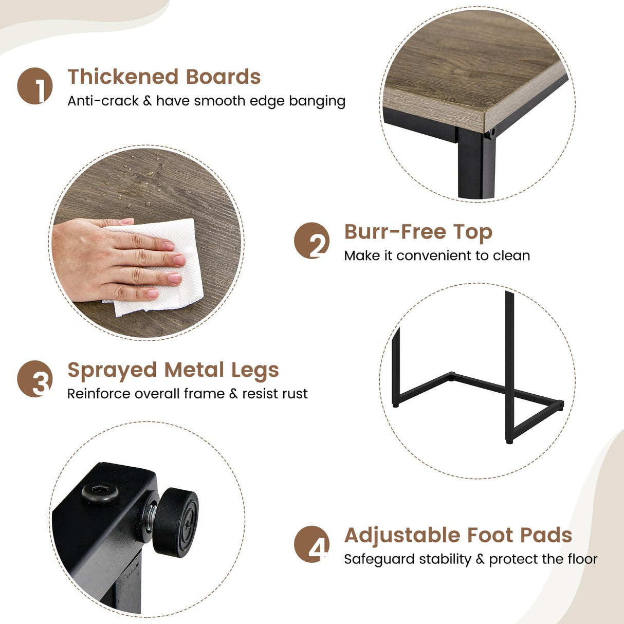 Giantex Nesting Coffee Table Set of 3, Stackable Square End Table w/Wood Grain Tabletop & Heavy-Duty Metal Frame, Farmhouse C-Shaped Accent Table for Small Space, Living Room, Bedroom (Black Oak) Giantex