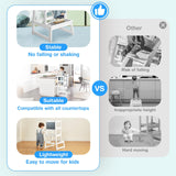 Yojoker Kids Kitchen Step Stool - Toddler Standing Tower, Toddler Kitchen Stool Helper, Montessori Kids Learning Stool with Safety Rail, Anti-Slip Mats and Chalkboard (White) Yojoker