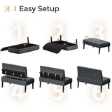 Yaheetech Small Mini Sofa Couch Armless Loveseat Futon for Bedroom, Corduroy Fabric & Easy Assembly, for Small Spaces Living Room,Dorm,Office,Apartment, Dark Grey Yaheetech