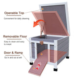 Rockever Outdoor Cat House,Outdoor cat Houses for Feral Cats Weatherproof Rabbit Hutch Small, Wooden Small Pet House and Habitats-Grey with Mat Rockever