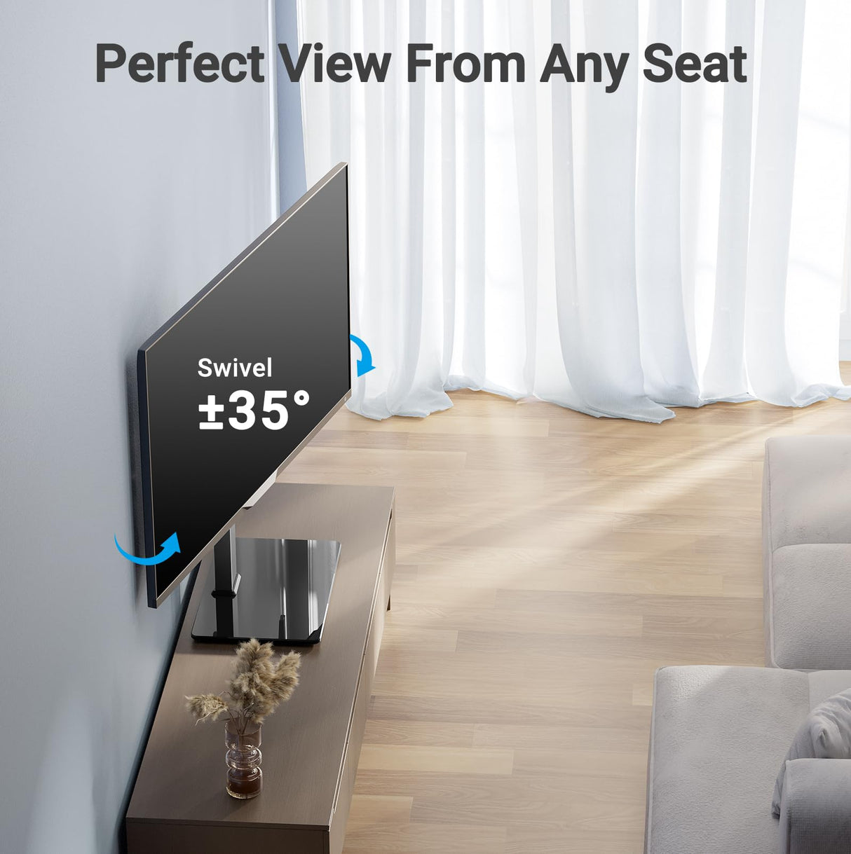 PERLESMITH Universal Swivel TV Stand Mount for 37-82 Inch LCD OLED Flat/Curved Screen TVs-Height Adjustable Table Top TV Stand/Base with Wire Management,VESA 600x400mm up to 99lbs,PSTVS18 PERLESMITH