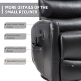 PELUMY Manual Recliner Chair with Heat & Vibration Massage, 360° Swivel Rocker Recliner with 155° Recline and Lumbar Heat, Compact Recliner for Living Room & Small Spaces (Breathable Leather, Black) PELUMY