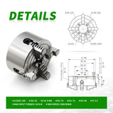 Yunnergo K72-100 Lathe Independent Chuck 4 Inch Manual Chuck 4 Jaw 3500 r/min Yunnergo