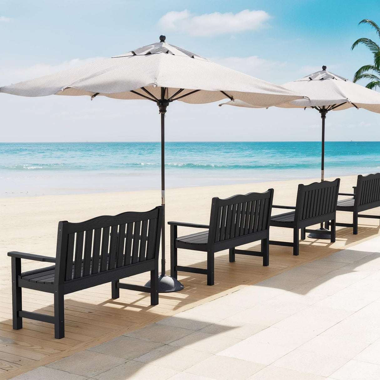 Stoog Outdoor Bench, 2-Person Garden Benches for Outdoors, All-Weather HIPS Garden Bench with 800 lbs Weight Capacity, Never Rot or Fade, for Garden, Porch, Backyard and Park, Black Stoog