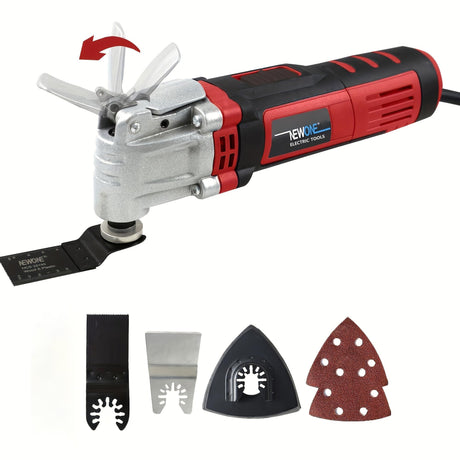 NEWONE Oscillating Tool 4 Amp Oscillating Multi-Tool Kit with 4° Oscillation Angle,6 Variable Speed with 5-piece Electric Multitool Blades & Box NEWONE