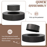 31.49" Round Wood Coffee Table, Modern Unique Circle Coffee Table, Contemporary Oak Drum Fluted Coffee Table Accent Side Table Center Table for Living Room, Small Space, Apartment, Black SLEERWAY