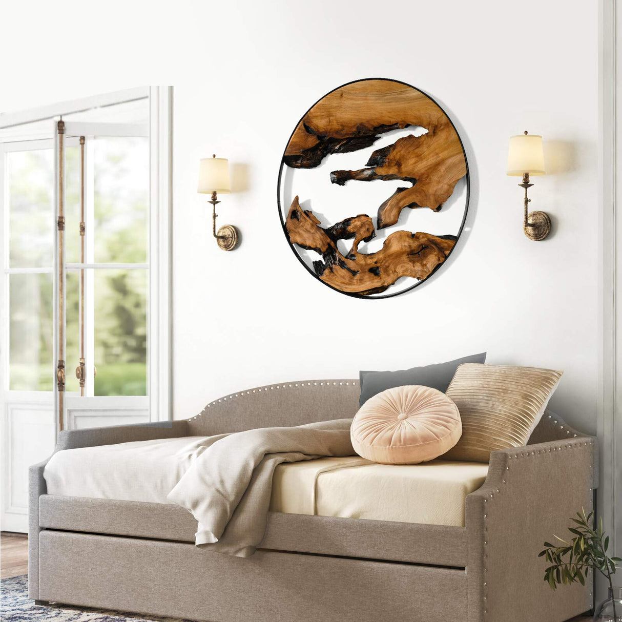 WELLAND Cedar Wood 16'' Wall decoration Ornaments, Hanging Decoration, irregular shape décor for Home, Living Room, Bedroom WELLAND