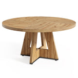LITTLE TREE Round Dining Table for 4-6 People, 47 Inches with Wooden Pedestal Base, Modern Dinner Table for Dining Room, Kitchen, Living Room LITTLE TREE