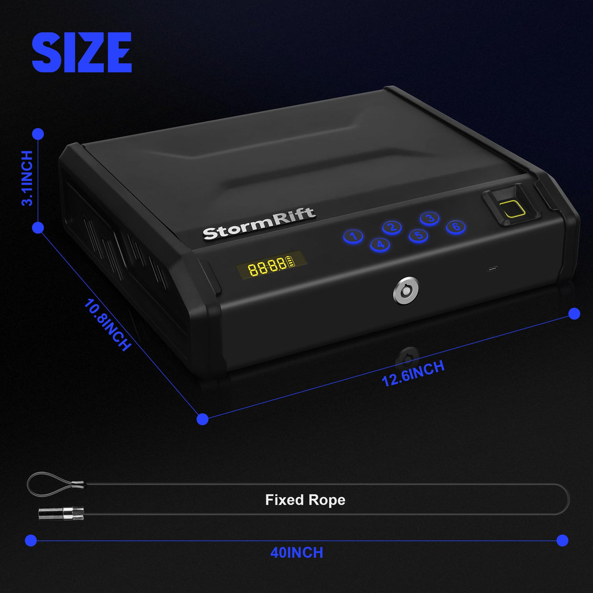 Gun Safe, Biometric Gun Safes for Handgun with 3 Ways Unlock Safe Fingerprint Digital PIN Key Fingerprint Quick Access Pistol Safe for Car Nightstand Living Room StormRift