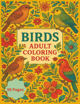 Birds Adult Coloring Book: Birds Themed Intricate Adult Coloring Book Majosta