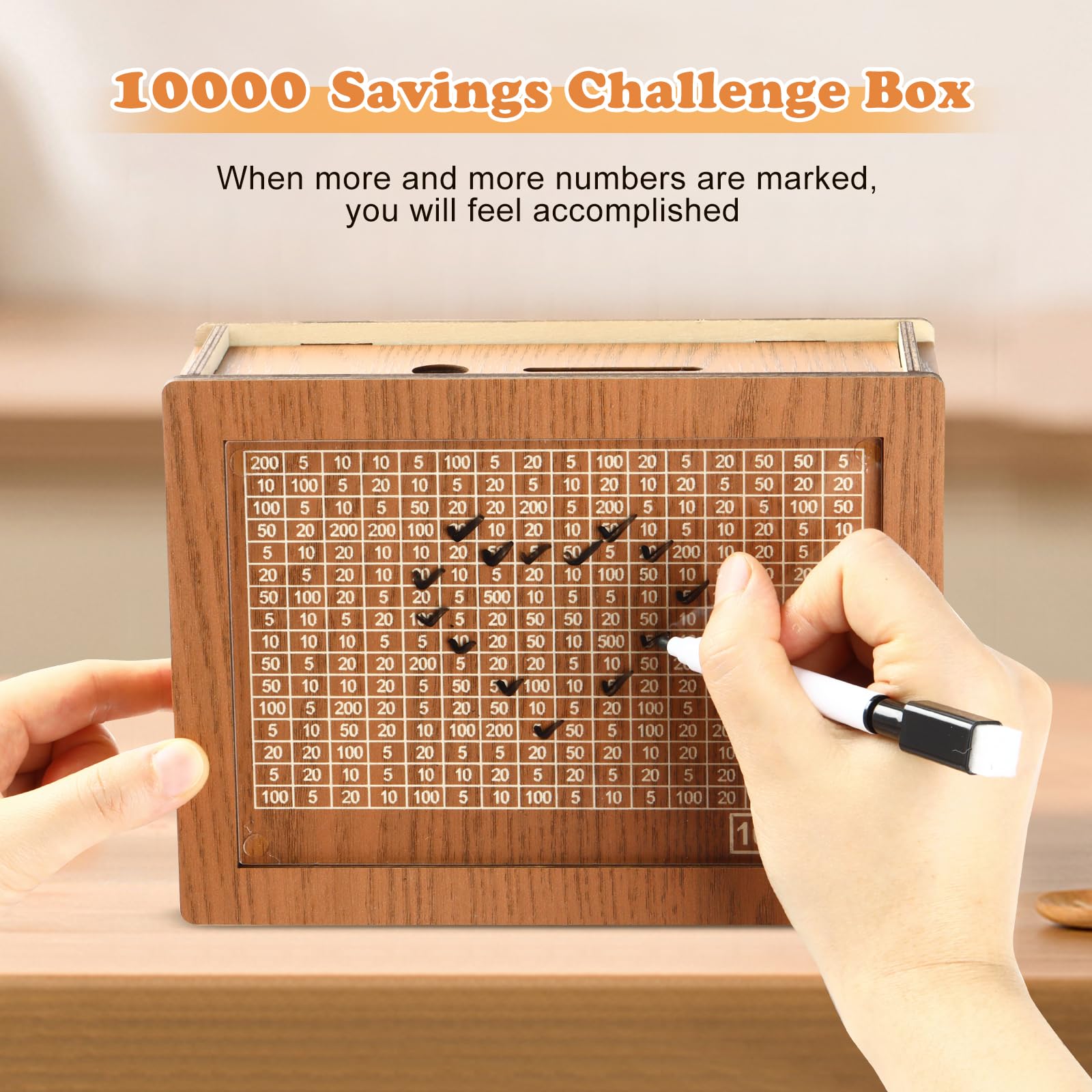 10000 Savings Challenge Box, Cashbox Kakeibo Money Box, Cash