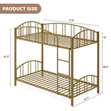 Garvee Bunk Bed Twin Over Twin with Ladder and Arched Guardrail, Heavy Duty Bunkbeds Frame with Sturdy Steel Slats Support for Kids Boys Girls, Space-Saving, No Box Spring Needed, Gold Garvee