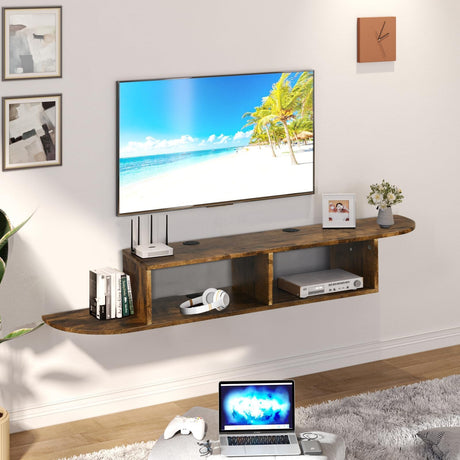 4 EVER WINNER Floating TV Stand, 55" Floating Entertainment Center with Storage, Floating TV Shelf Wall Shelf for Under TV, Living Room, Bedroom, Walnu 4 EVER WINNER