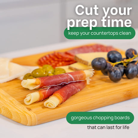GREENER CHEF 12 Inch Small Bamboo Cutting Board with Lifetime Replacements - Small Wooden Chopping Board for Kitchen, Meat, Vegetables, Cheese, Bread, Charcuterie, and Everyday Food Prep Greener Chef