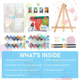 Offito 4 Pack Framed Paint by Numbers Kit for Adults Beginners with Wooden Easel, Landscape Easy Paint by Number Kit with Frame, Watercolor Adult Paint by Number Framed Canvas (8 * 12 Inch) Offito