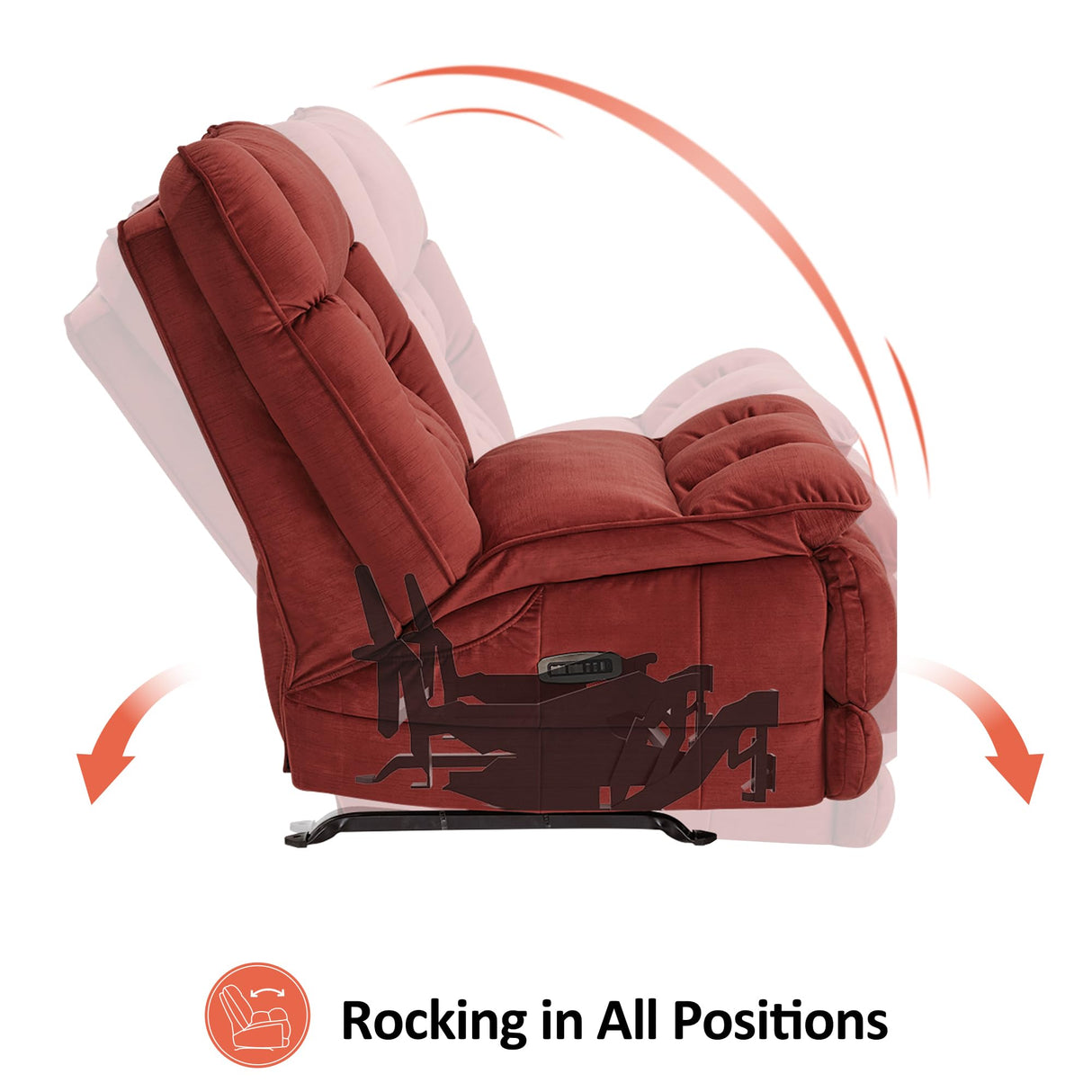 MCombo Dual Motor Oversized Power Recliner Chair, 38.2'' Large Wide Seat, Rocker Recliner with LED Lighting, USB Ports, Perfect for Living Room, Office and Home Theater, Fabric PR607 (Burgundy) MCombo