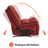 MCombo Dual Motor Oversized Power Recliner Chair, 38.2'' Large Wide Seat, Rocker Recliner with LED Lighting, USB Ports, Perfect for Living Room, Office and Home Theater, Fabric PR607 (Burgundy) MCombo