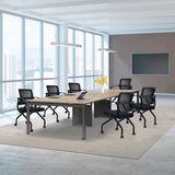 CLATINA Foldable Mesh Ergonomic Training Room Chair Guest Reception Stack Chairs with Caster Wheels and Arms for Office School Church Meeting Conference Training Waiting Room Black (Black Mesh, 1PK) CLATINA