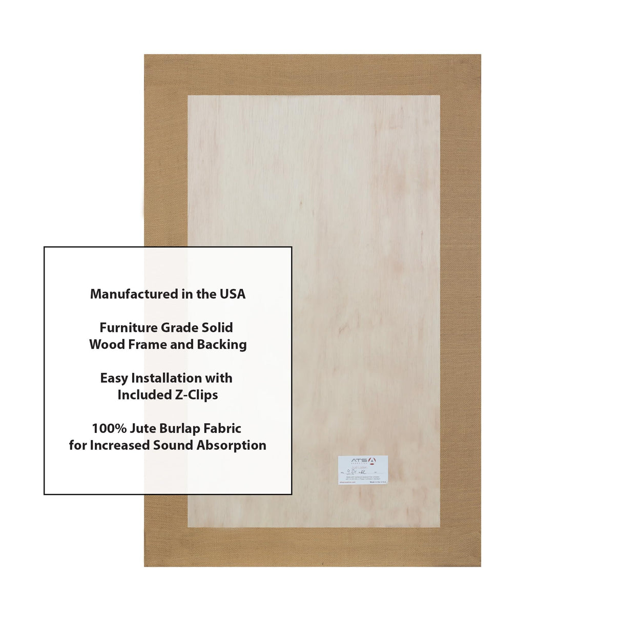 ATS Acoustics Sound Absorbing Noise Dampening Acoustic Panel Wall Treatment 24" x 36" x 4" Beveled Edge (Natural) ATS Acoustics