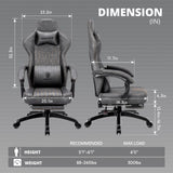 Dowinx Gaming Chair Breathable PU Leather Gamer Chair with Pocket Spring Cushion, Ergonomic Computer Chair with Massage Lumbar Support,Adjustable Swivel Task Chair with Footrest(Gray) Dowinx