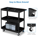 TUFFIOM 3 Tier Rolling Tool Cart, 330 Lbs Capacity, with Ergonomic Handle, Black TUFFIOM