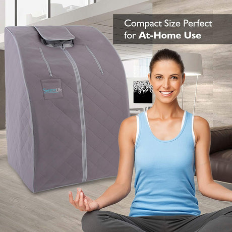 SereneLife Portable Infrared Home Spa | One Person Sauna | with Heating Foot Pad and Portable Chair SereneLife