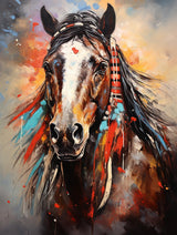 5D Diamond Art Painting Kits for Adults American Native Indian Horse Round Full Drill Gems Cross Stitch Art Kit Canvas Painting by Diamond Mosaic Craft for Home Decoration 40x50cm(3) WoodArtSupply