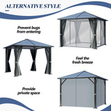 GARTOO 10’x10’ Patio Hardtop Gazebo with Polycarbonate Roof, Waterproof Outdoor Canopy Gazebo, Steel Frame Permanent Pavilion with Curtains and Netting, Perfect for Backyard, Patio, Lawn, Garden GARTOO