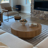 JURMALYN Round Coffee Table Wood Circle Coffee Table for Living Room Contemporary Fluted Coffee Table for Apartment, Easy Assembly ø31.49'', Wood Oak JURMALYN