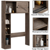 ALIMORDEN Over The Toilet Storage Cabinet, Bathroom Organizer Shelf with 2 Sliding Doors ALIMORDEN