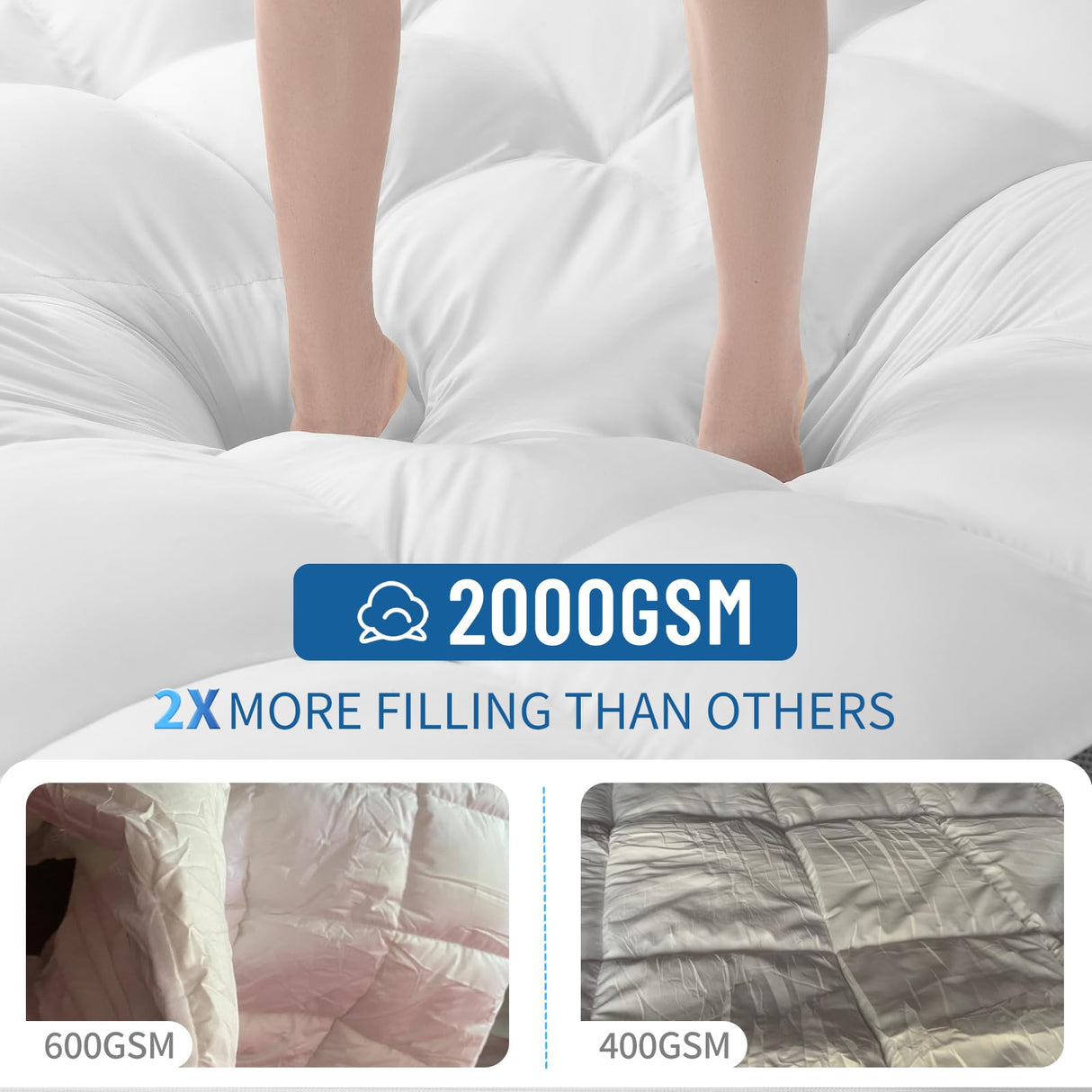 4 Inch Memory Foam Mattress Topper King -Cooling Extra Thick 2000 GSM Pillow Top Mattress Topper Body-Contouring Support for Back Pain Relief with 8"- 21" Deep Pocket (78"x80") LIANLAM