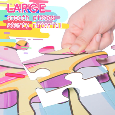 Large Shimmery Unicorn Floor Puzzle for Kids Ages 4-8, 45+ Pieces Large Jigsaw Puzzle for Kids&Toddler Ages 3 4 5 6 7 8, Educational Puzzels Unicorn Toys for Girls Unicorn Christmas Birthday Gift Wings Giant