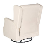 Flash Furniture Omma Swivel Glider Rocking Recliner, Manual Wingback Recliner with 360 Degree Swivel, for Living Room, Bedroom, or Nursery, Upholstered, Cream Flash Furniture