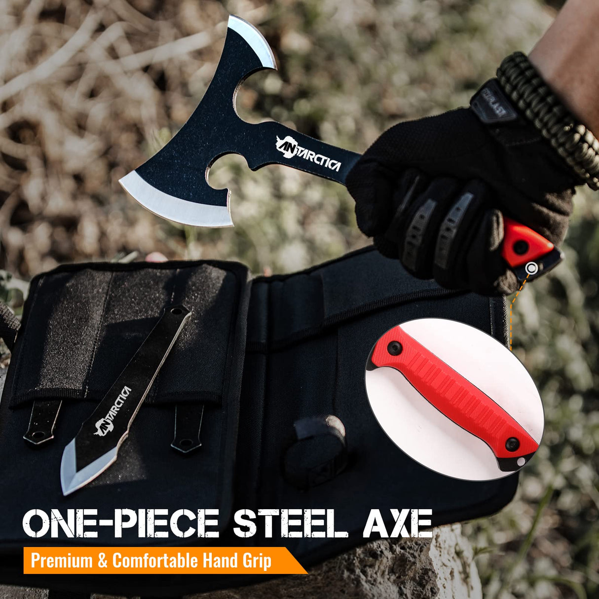 ANTARCTICA Throwing Axes and Throwing Knives Set 3 Pack 11" Full Tang Stainless Steel Tomahawks and Throwing Knives with Whetstone Tool Sharpener Well-Balanced Throwing Axes for Beginners ANTARCTICA