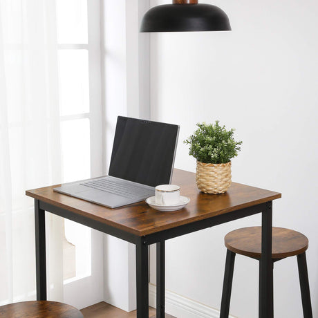 VASAGLE Bar Table, Small Kitchen Dining Table, High Top Pub Table, Height Cocktail Table for Living Room Party, Sturdy Metal Frame, 23.6 x 23.6 x 36.2 Inches for Narrow Spaces, Rustic Brown and Black VASAGLE