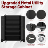 Reykilor Tall & Wide Metal Garage Storage Cabinet with 4 Adjustable Shelves, 43''W x 22''D x 72''H with Wheels & Pegboards, Heavy Duty Lockable Garage Cabinet for Warehouse, Basement, Office, Gym Reykilor