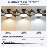PHORUS Low Profile Ceiling Fans with Lights and Remote/APP,48 Inch Modern LED Ceiling Fans with Quiet Reversible DC Motor, Dimmable 3 Colors 6 Speeds PHORUS