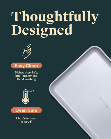 Caraway Non-Stick Ceramic Baking Sheet Duo - Naturally Slick Ceramic Coating - Non-Toxic, PTFE & PFOA Free - 18 x 13" Large & 15 x 10" Medium - Marigold Caraway