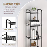JSB 5 Tier Narrow Bathroom Shelving Unit, Kitchen Storage Rack Organizer Metal Corner Shelf for Living Room Laundry Pantry (Matte Black, 5 Tier) JSB