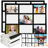 2 Pack 60 x 50 Inch Sublimation Throw Blanket for Heat Press Printed 9 Panel Blank Flannel Blanket & 3 PCS Pillow Cover SOFE DIY Custom Sublimation Photos Home Sofa Couch Bed Travel Decor See Seattle