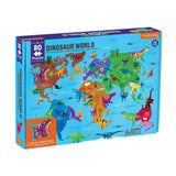 Mudpuppy Dinosaur World – 80 Piece Geography Puzzle with Dino Shaped Pieces Featuring a Variety of Dinosaurs and Where They Used to Live on Earth Mudpuppy