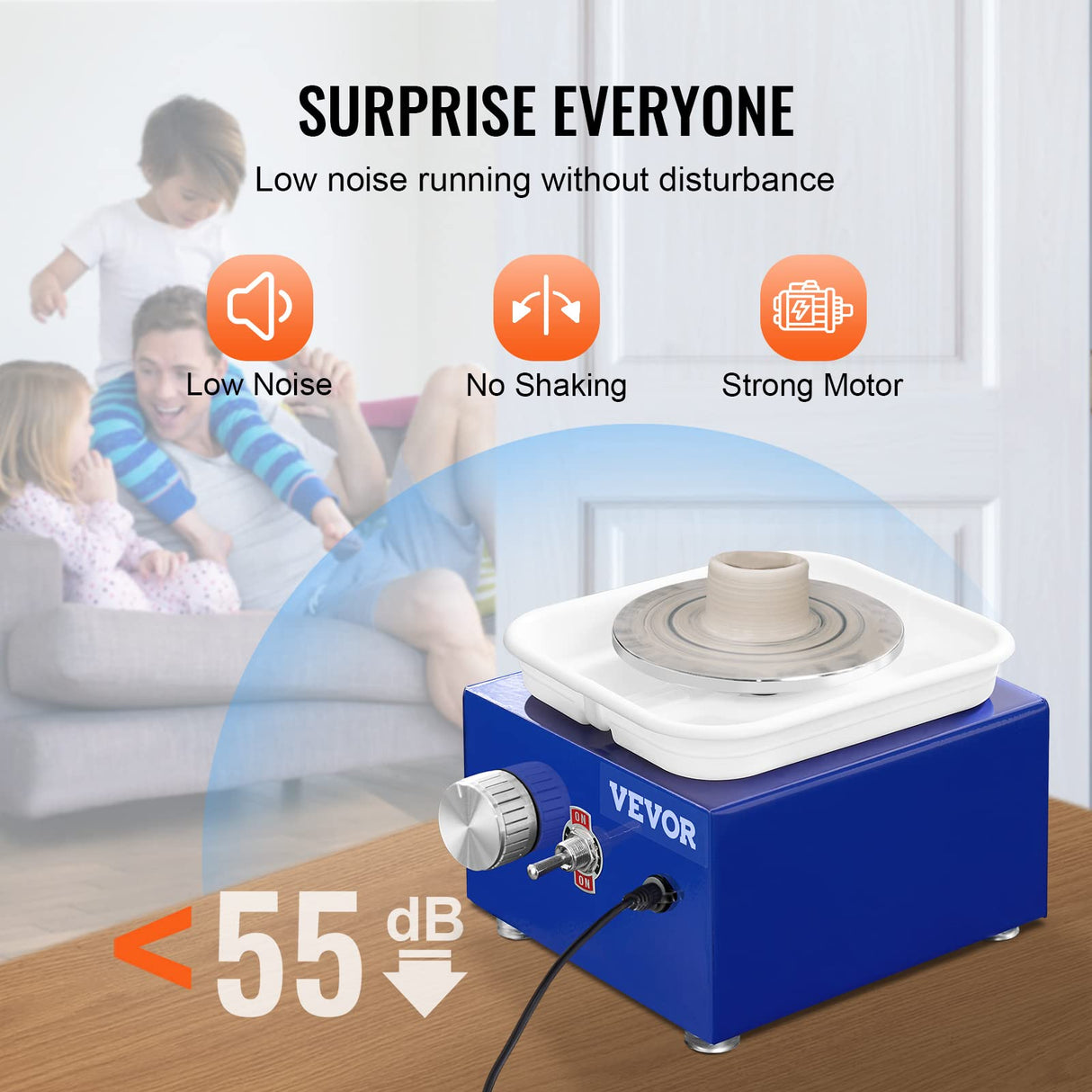 VEVOR 30W Mini Pottery Wheel for Kids 8-12, Art&Crafts Kits with 2 Turntables 2.6in/3.9in and 17 Accessories Tools, 0-300RPM Speed Adjustable DIY Kits Clay Maker for Adults, Kids Toys Birthday Gifts VEVOR