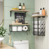 Fixwal Bathroom Floating Shelves Over Toilet Wall Shelves Set with Towel Storage Rack for Bathroom Organization & Wall Decor(Rustic Brown) Fixwal