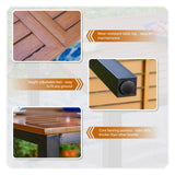 PHI VILLA 64" Rectangle Outdoor Dining Table, Patio Furniture Wood-Like Tabletop with Umbrella Hole for Patio Lawn Backyard Garden, Brown PHI VILLA