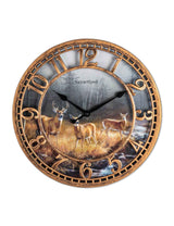 WANGIRO Round Wall Clock Farmhouse Plastic Deer Clock Battery Operated Silent Non-Ticking Rustic Clock 12 Inch for Home Kitchen Living Room Bedroom Office Decor (Antique Copper) WANGIRO