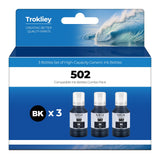 502 Black Ink ET-3850 ET-2850 ET-4850 Replacement for Epson 502 Ink Refill Bottles Black for Ecotank ET-4760 ET-3760 ET-2760 ET-3830 3760 ET2850 ET3850 ET4850 ET-2750 ET-3750 ET-4750 Printer, 3 Pack Trokliey