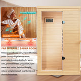Infrared Wooden Sauna 1 Person Infrared Saunas for Home Dry Sauna for Home, Low Emf Infrared Sauna 1050W Indoor Saunas for The Home, Bluetooth Speakers, Reading Lamps, Room:63 * 28.74 * 36.61Inch KOOZONEGM