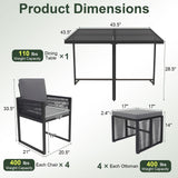 Tangkula 9 Pieces Patio Dining Set, Outdoor Space-Saving Furniture Set with PE Rattan Chairs, Tempered Glass Table and Ottomans, Outdoor Sectional Conversation Set with Cushions for Yard Tangkula