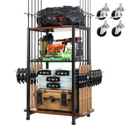 Ghosthorn Fishing Rod Holders for Garage Fishing Gear and Equipment Tackle Storage Cart Pole Rod Rack Hold up to 10 Rods